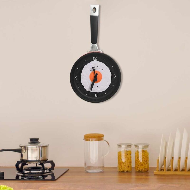 foto del prodotto prolenta premium 325164 furniture limited wall clock with fried egg pan design
