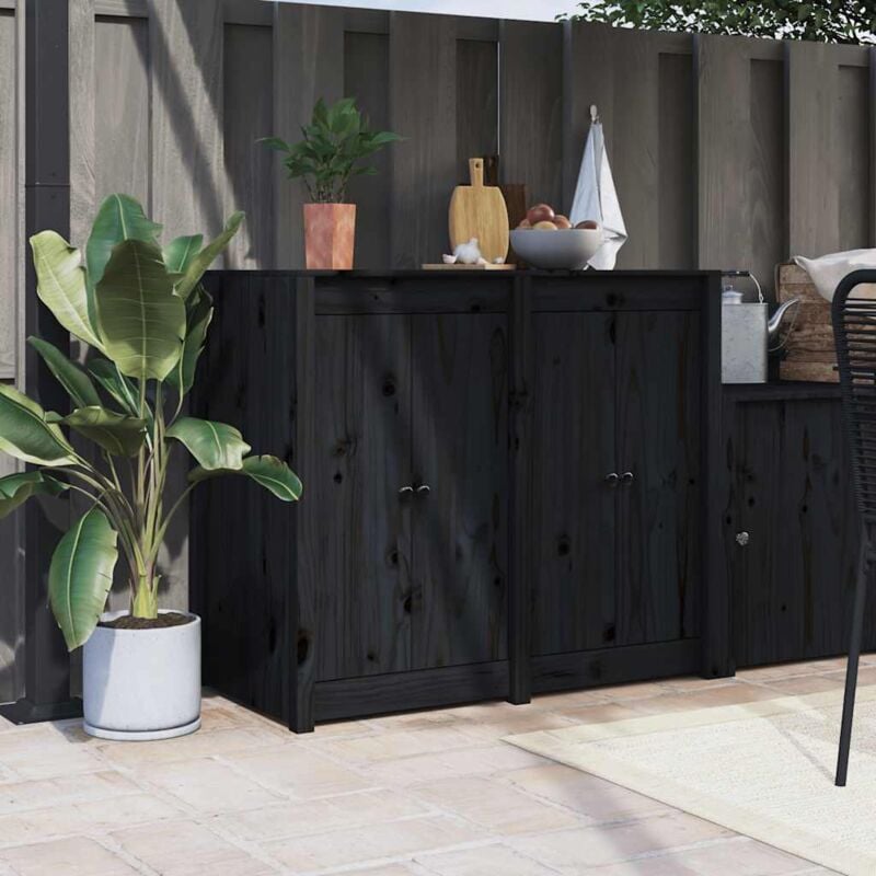 foto del prodotto prolenta premium ante da cucina da esterno 2pz nere 50x9x82cm legno massello di