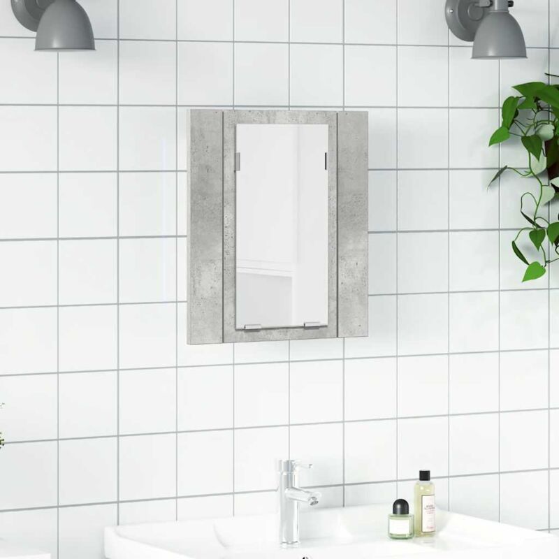 foto del prodotto prolenta premium furniture limited armadietto a specchio con luci led grigio