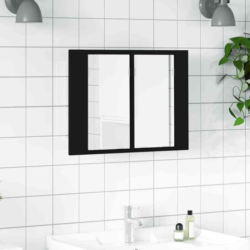 foto del prodotto prolenta premium furniture limited armadietto a specchio con luci led nero