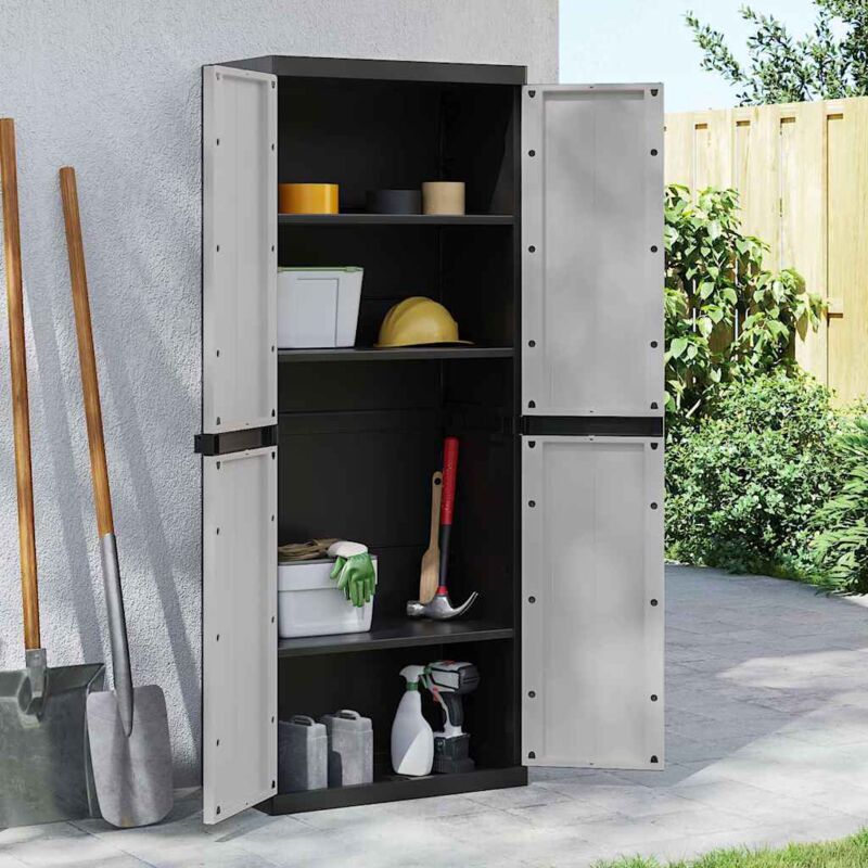 foto del prodotto prolenta premium - furniture limited - armadio da esterno grigio e nero 65x37x165 cm