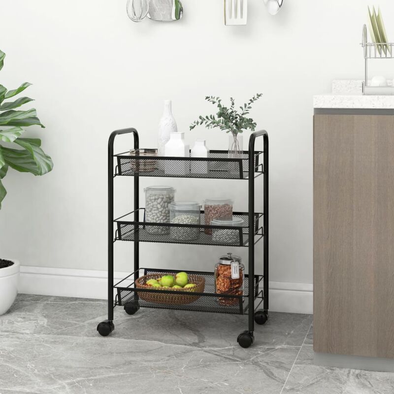 foto del prodotto prolenta premium furniture limited carrello da cucina con 3 ripiani nero