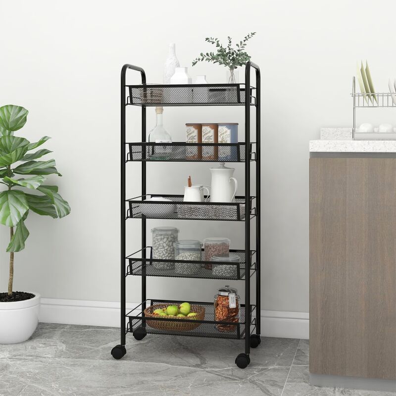 foto del prodotto prolenta premium furniture limited carrello da cucina con 5 ripiani nero