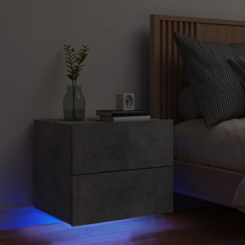 foto del prodotto prolenta premium furniture limited comodino a parete con luci led grigio cemento