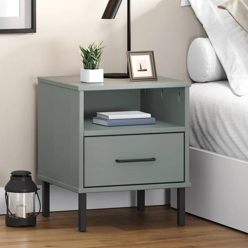 foto del prodotto prolenta premium furniture limited comodino con gambe in metallo grigio legno