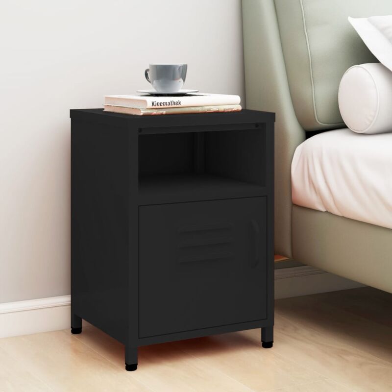foto del prodotto prolenta premium furniture limited comodino nero 35x35x51 cm in acciaio