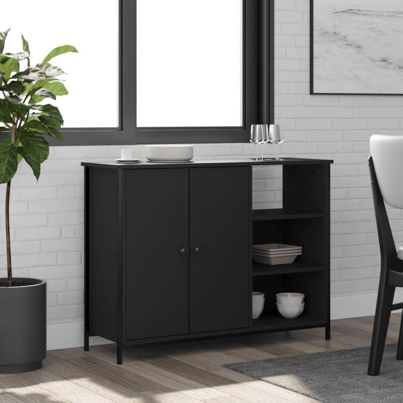 foto del prodotto prolenta premium furniture limited credenza nera 100x33x75 cm in legno