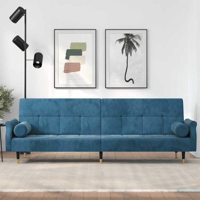 foto del prodotto prolenta premium furniture limited divano letto con cuscini blu in velluto