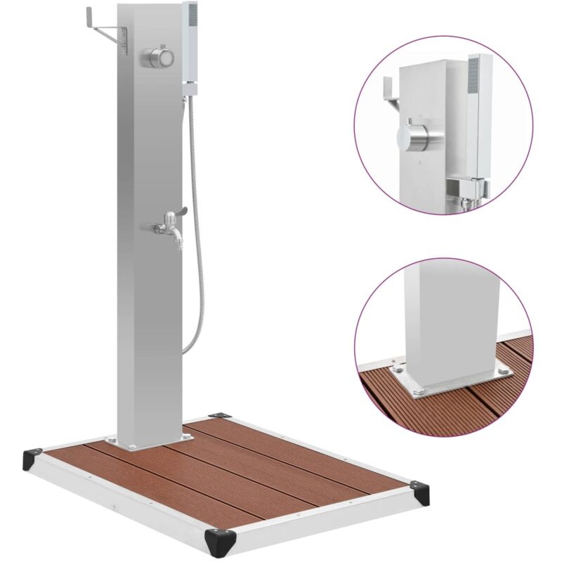 foto del prodotto prolenta premium furniture limited doccia da esterno con piatto in wpc acciaio