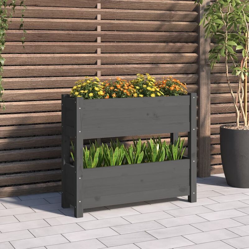foto del prodotto prolenta premium furniture limited fioriera grigia 77x25x66 cm in legno massello