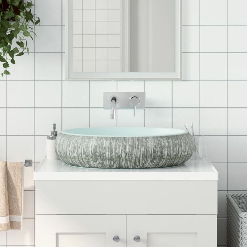 foto del prodotto prolenta premium furniture limited lavabo da appoggio grigio e blu ovale