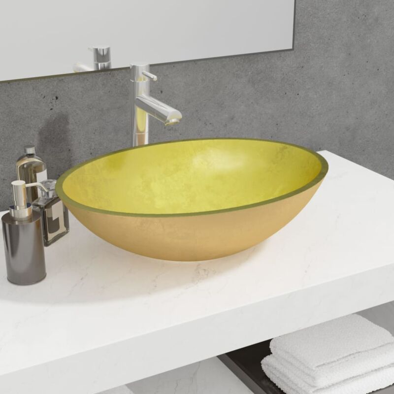 foto del prodotto prolenta premium furniture limited lavandino in vetro 50x37x14 cm oro