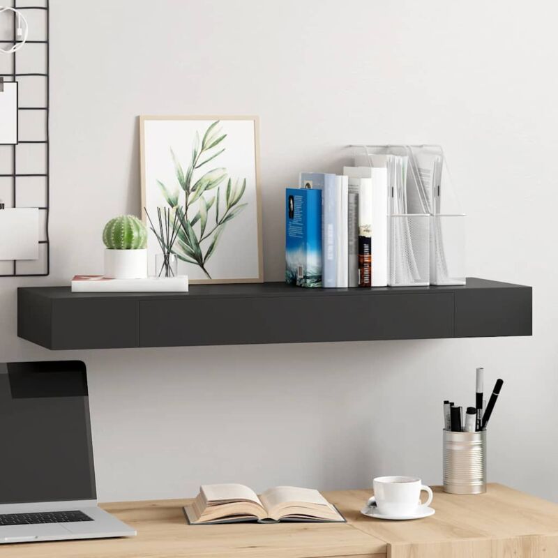 foto del prodotto prolenta premium furniture limited mensola a muro galleggianti con cassetto nera