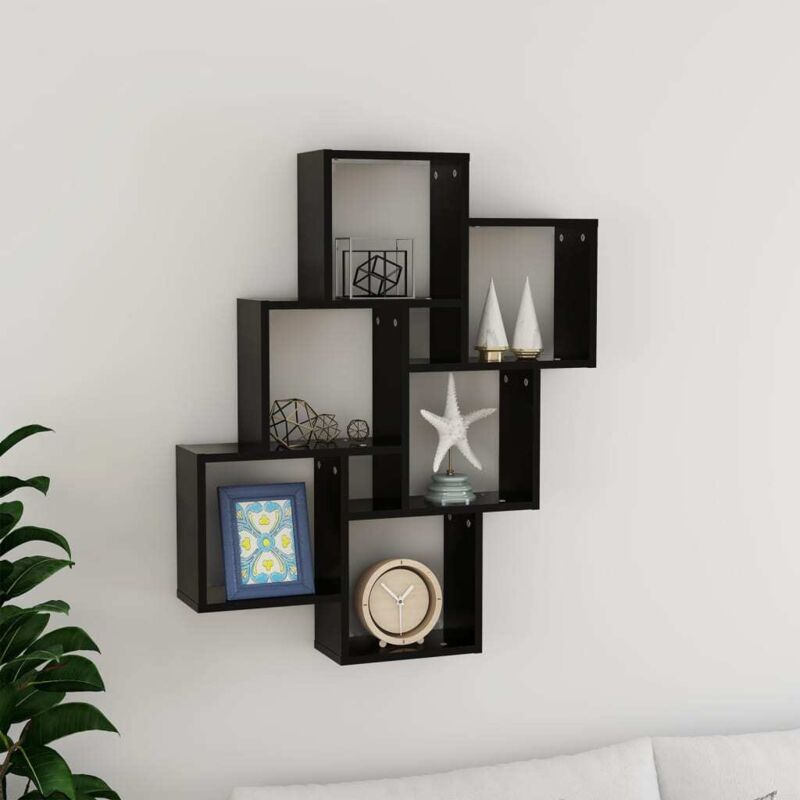 foto del prodotto prolenta premium furniture limited mensola da parete a cubo nera 78x15x93 cm in