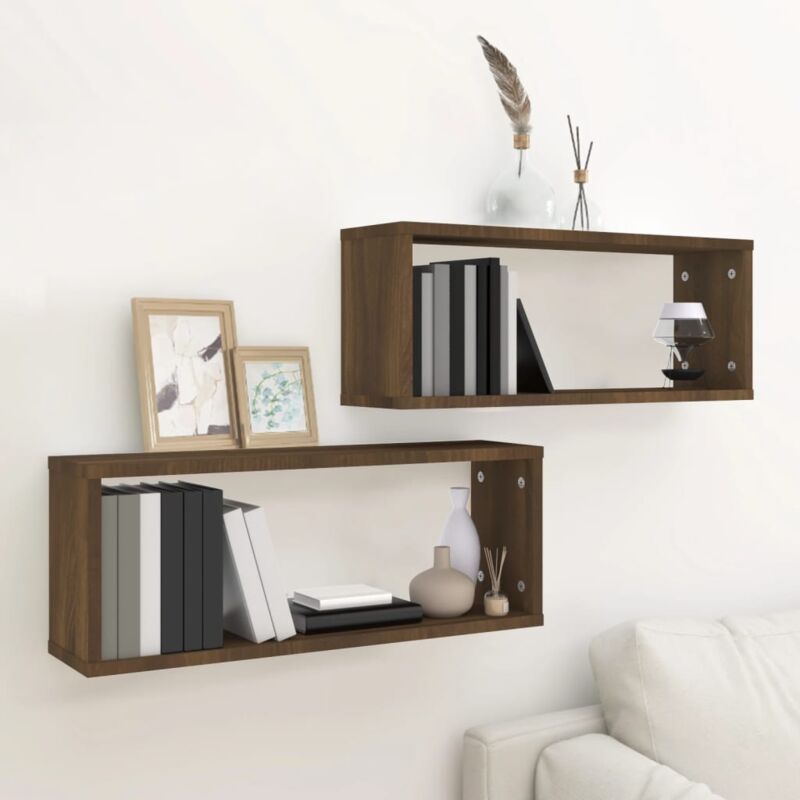 foto del prodotto prolenta premium furniture limited mensole cubo muro 2pz rovere marrone 60x15x23