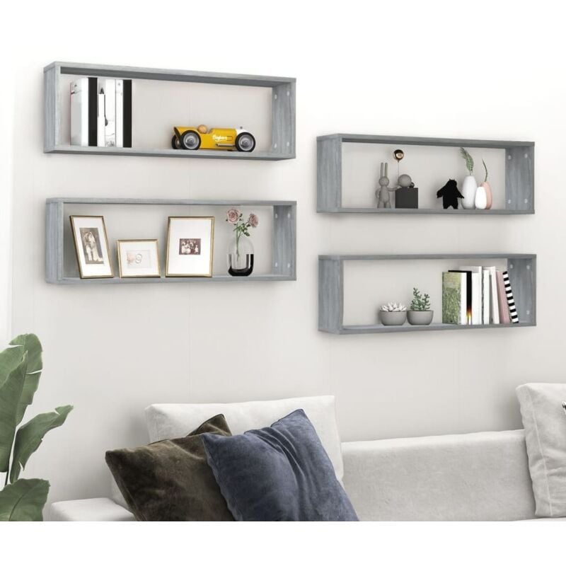 foto del prodotto prolenta premium furniture limited mensole cubo muro 4 grigio sonoma 80x15x26,5