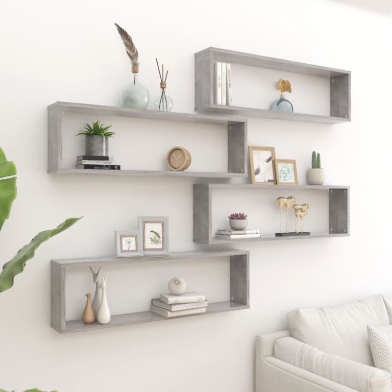 foto del prodotto prolenta premium furniture limited mensole parete cubo 4pz grigio cemento