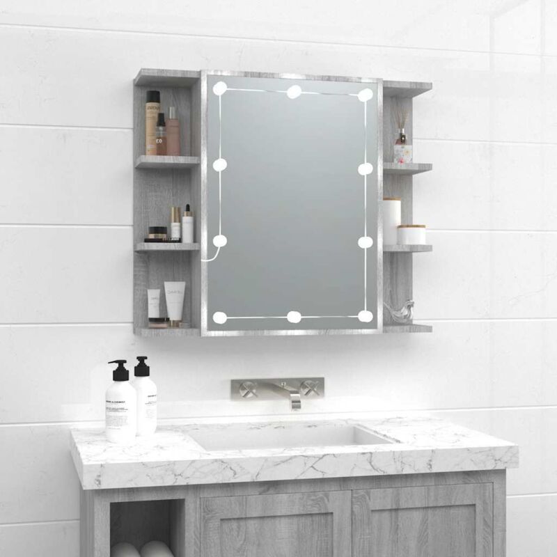 foto del prodotto prolenta premium furniture limited mobile a specchio con led grigio sonoma