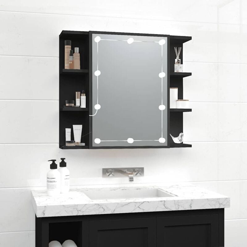foto del prodotto prolenta premium furniture limited mobile a specchio con led nero 70x16,5x60 cm