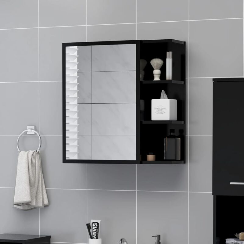 foto del prodotto prolenta premium furniture limited mobile bagno con specchio nero 62,5x20,5x64cm