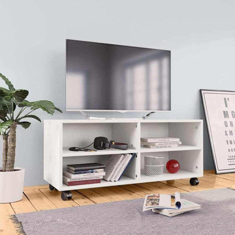 foto del prodotto prolenta premium furniture limited mobile tv con ruote bianco 90x35x35 cm in