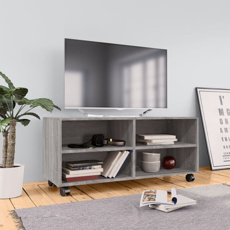 foto del prodotto prolenta premium furniture limited mobile tv con ruote grigio sonoma 90x35x35cm