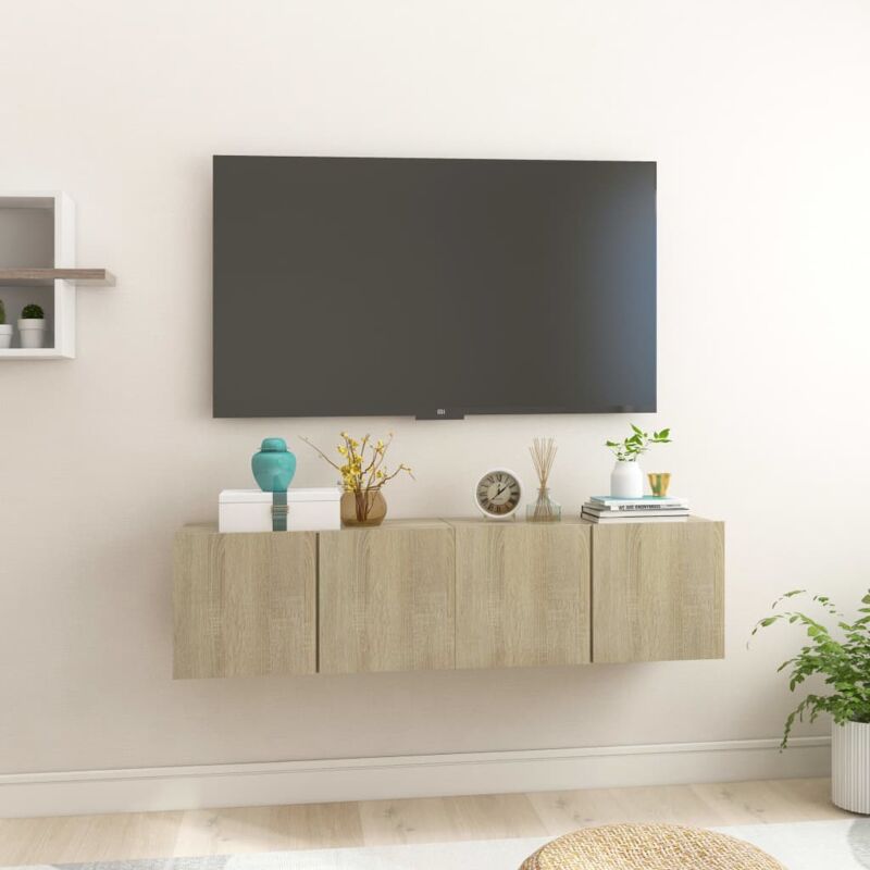 foto del prodotto prolenta premium furniture limited mobili porta tv pensili 2pz rovere sonoma