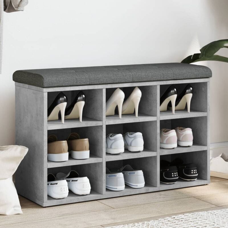 foto del prodotto prolenta premium furniture limited panca porta scarpe grigio cemento 82x32x50cm