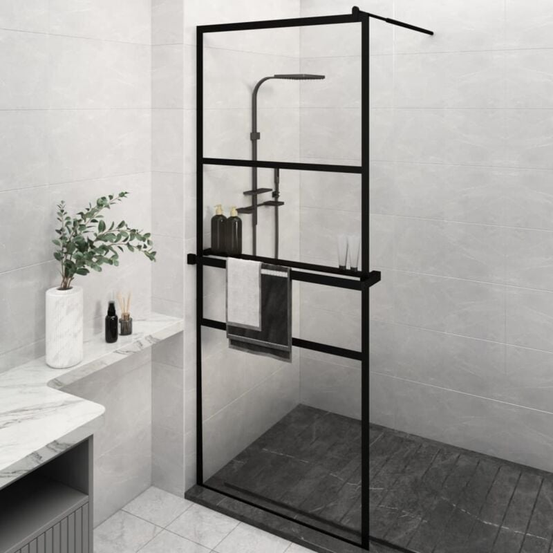 foto del prodotto prolenta premium furniture limited parete doccia walk in mensola nera 80x195cm