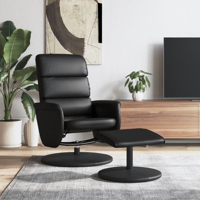 foto del prodotto prolenta premium - furniture limited - poltrona con poggiapiedi nera in similpelle