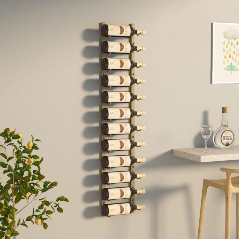 foto del prodotto prolenta premium furniture limited portavini da parete per 12 bottiglie oro in