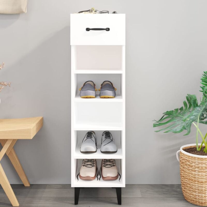 foto del prodotto prolenta premium furniture limited scarpiera bianco lucido 30x35x105 cm in legno