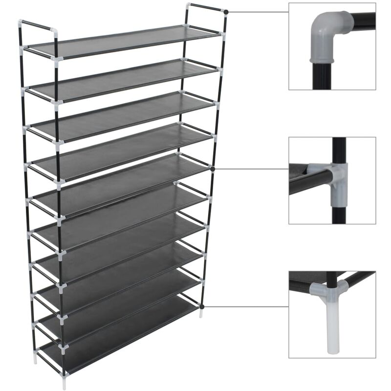 foto del prodotto prolenta premium furniture limited scarpiera con 10 ripiani in metallo e tessuto