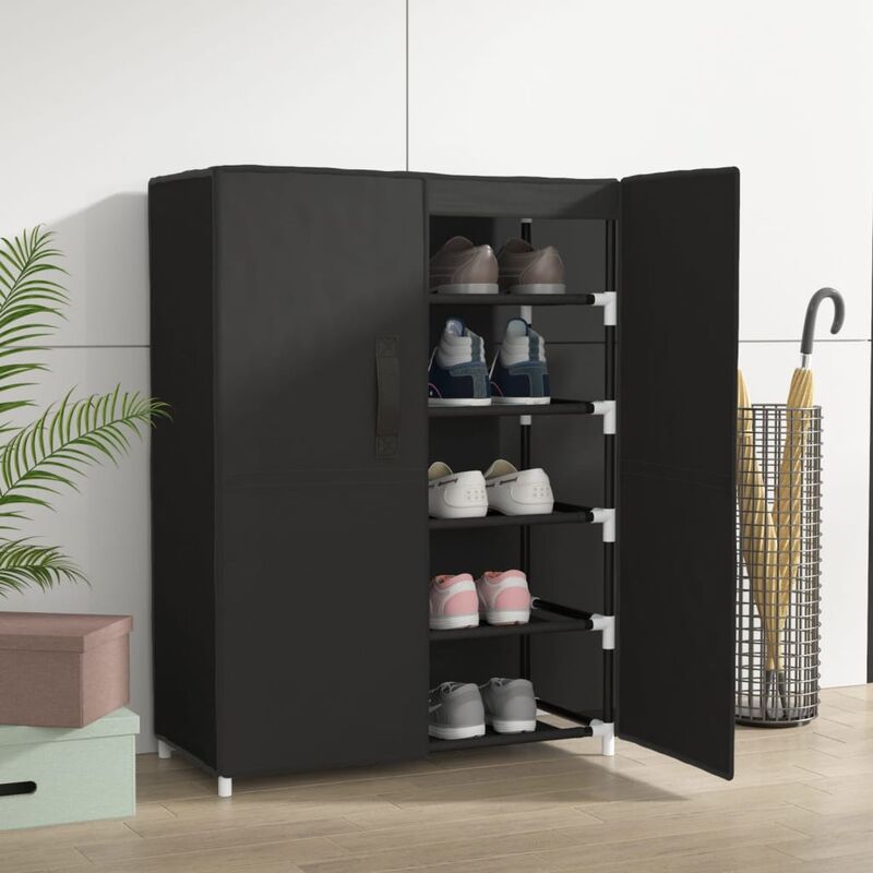 foto del prodotto prolenta premium furniture limited scarpiera nera 60x28x90 cm tessuto