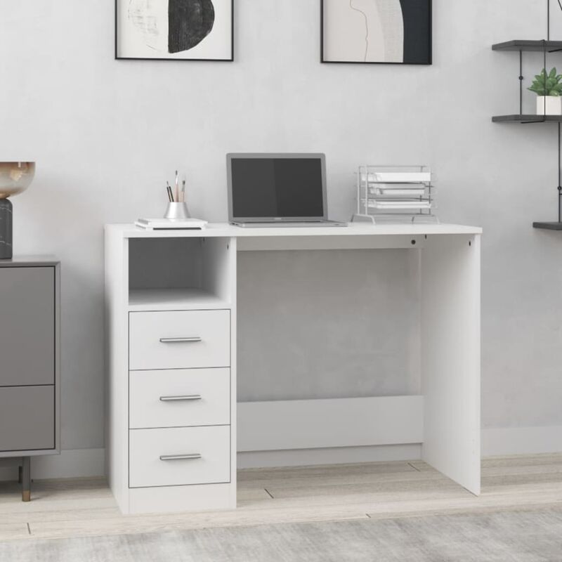 foto del prodotto prolenta premium furniture limited scrivania con cassetti bianca 102x50x76 cm in