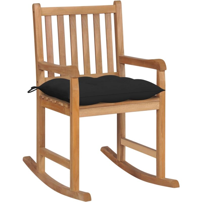 foto del prodotto prolenta premium furniture limited sedia a dondolo con cuscino nero in legno di