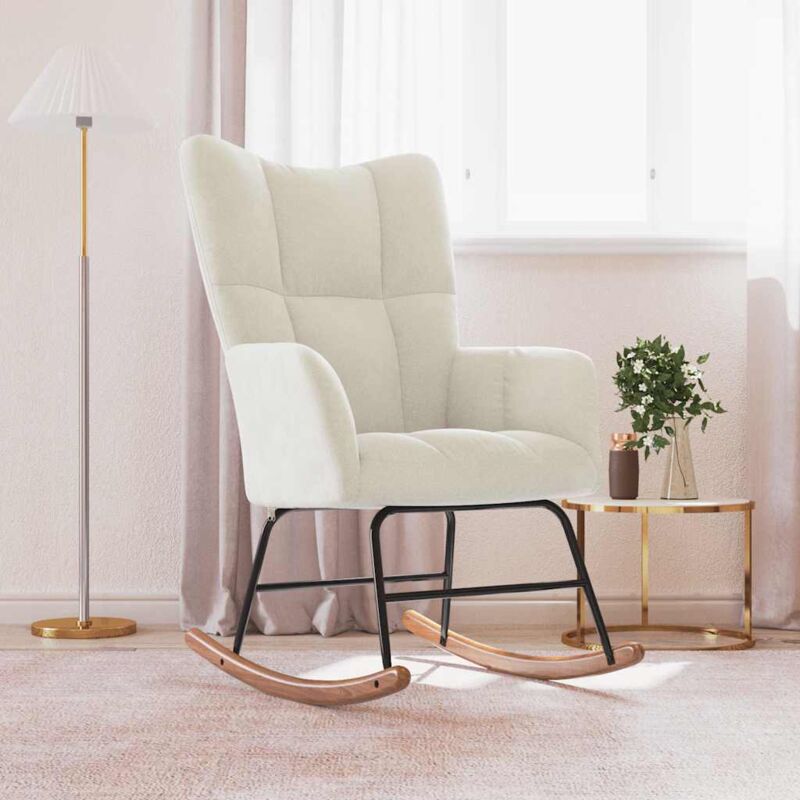 foto del prodotto prolenta premium furniture limited sedia a dondolo crema in velluto