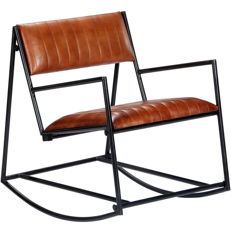 foto del prodotto prolenta premium - furniture limited - sedia a dondolo marrone in vera pelle