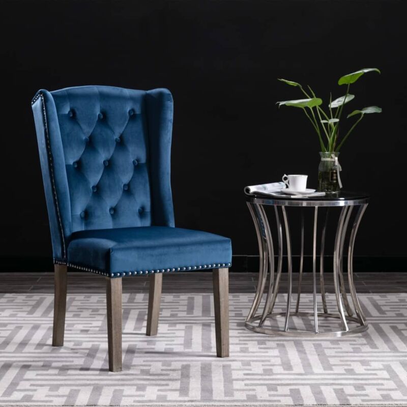 foto del prodotto prolenta premium furniture limited sedia da pranzo blu in velluto