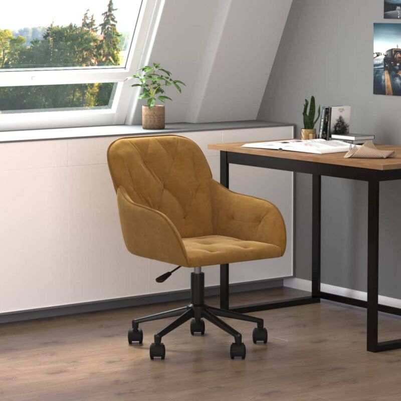 foto del prodotto prolenta premium furniture limited sedia da ufficio girevole marrone in velluto