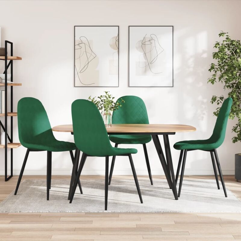 foto del prodotto prolenta premium furniture limited sedie da pranzo 4 pz verde scuro in velluto