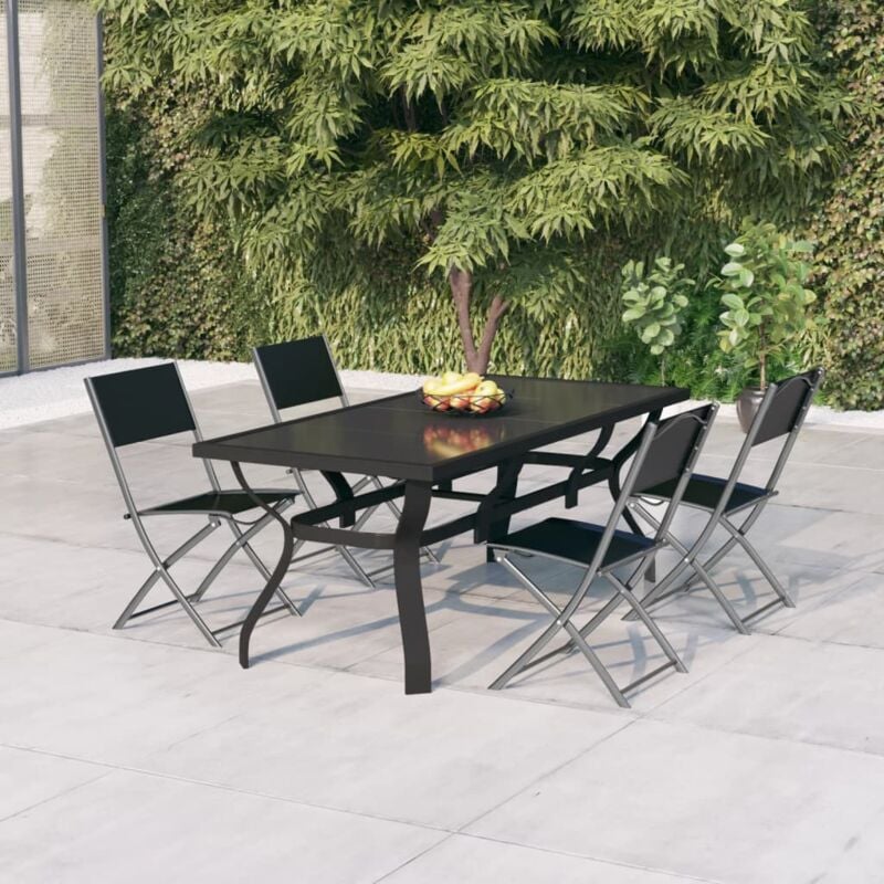foto del prodotto prolenta premium furniture limited set da pranzo da giardino 5 pz grigio e nero