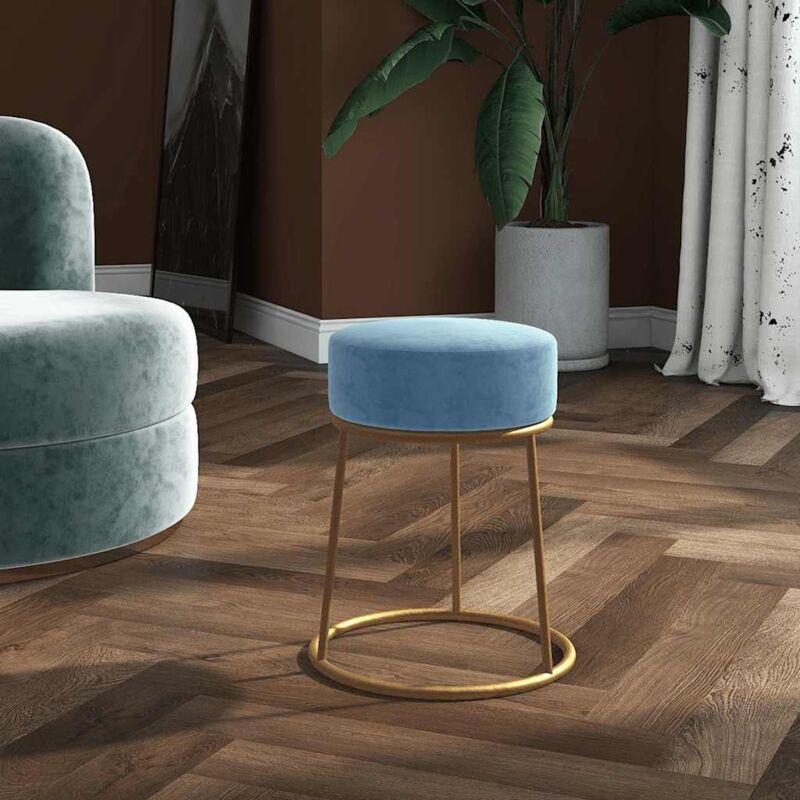 foto del prodotto prolenta premium furniture limited sgabello rotondo azzurro in velluto
