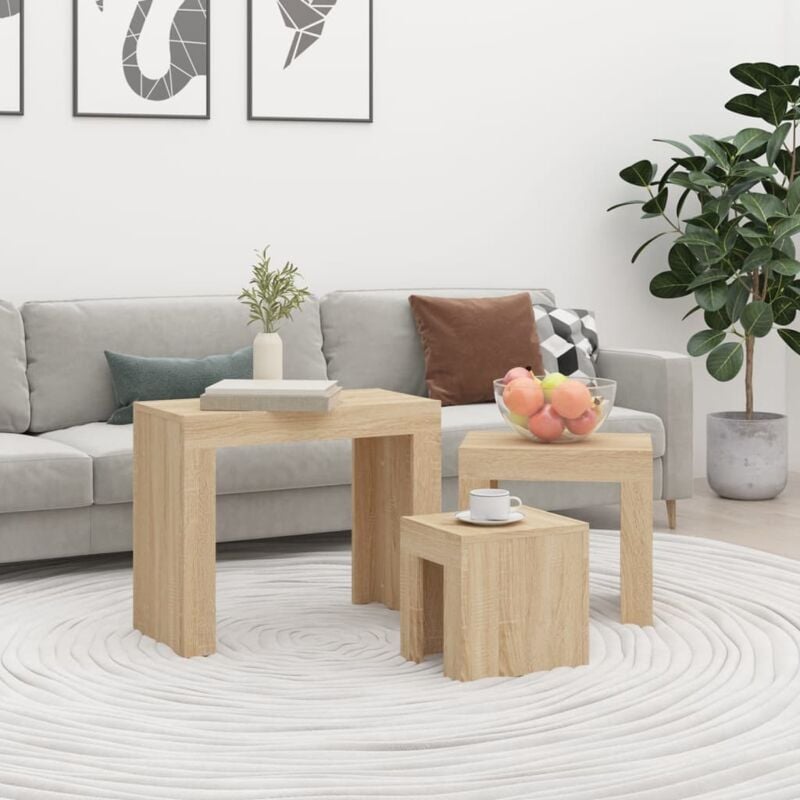 foto del prodotto prolenta premium furniture limited tavolini da salotto impilabili 3 pz rovere
