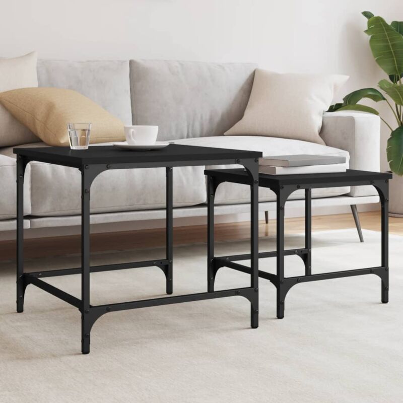 foto del prodotto prolenta premium furniture limited tavolini impilabili 2 pz neri in legno