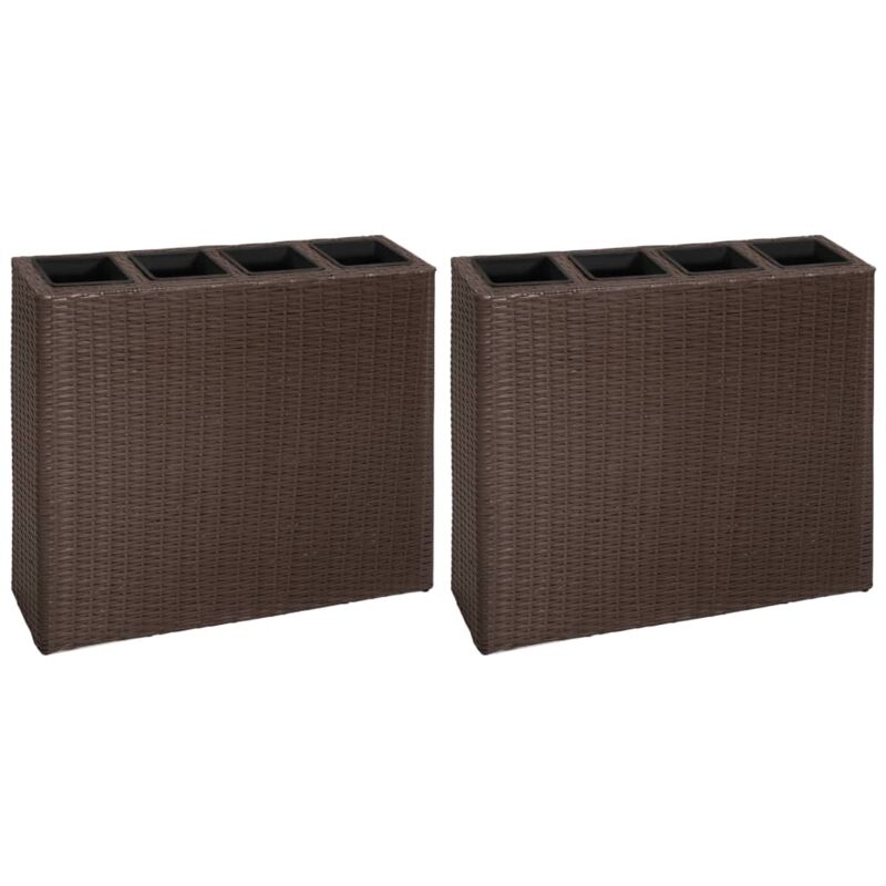 foto del prodotto prolenta premium set di 2 fioriere con aiuola rialzata piante fiori da giardino e 4 vasi in resina intrecciata marrone 020001361