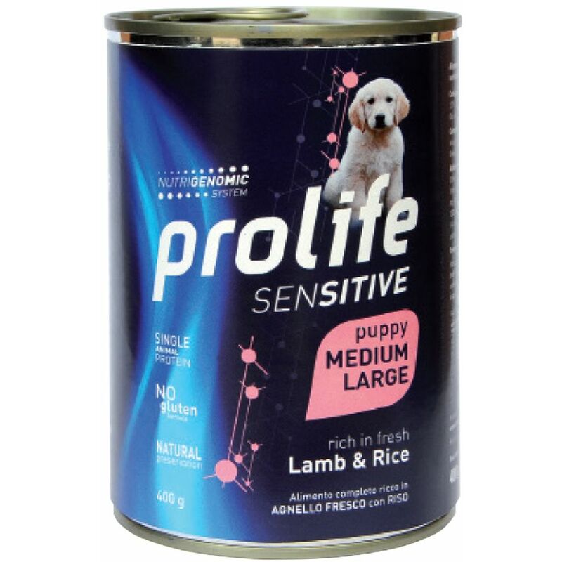 foto del prodotto prolife cane 400gr sensitive puppy medium large agnello e riso