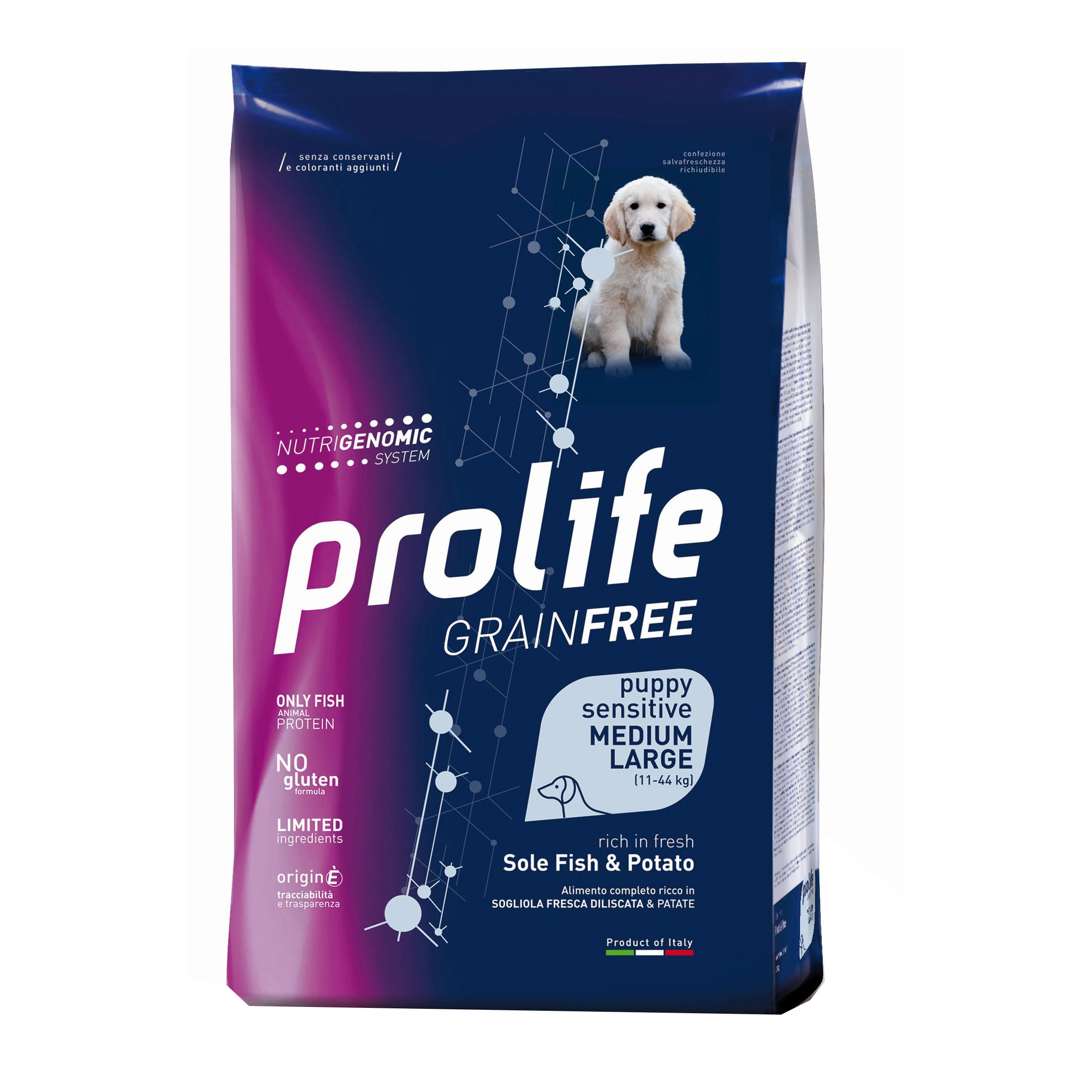 foto del prodotto prolife cane grain free sensitive puppy medium amp large sogliola amp patate 2,5 kg