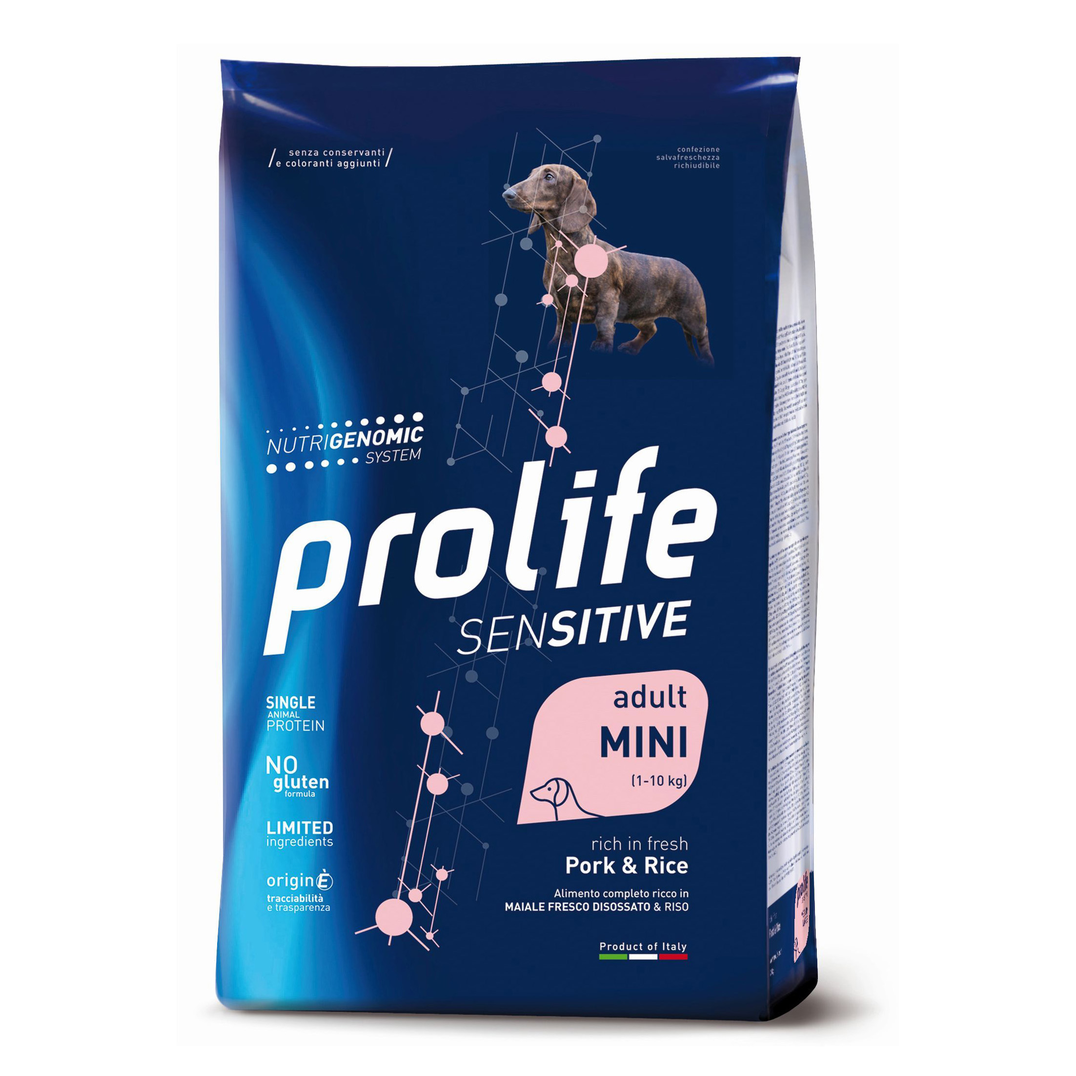 foto del prodotto prolife cane sensitive adulto mini maiale amp riso 2 kg