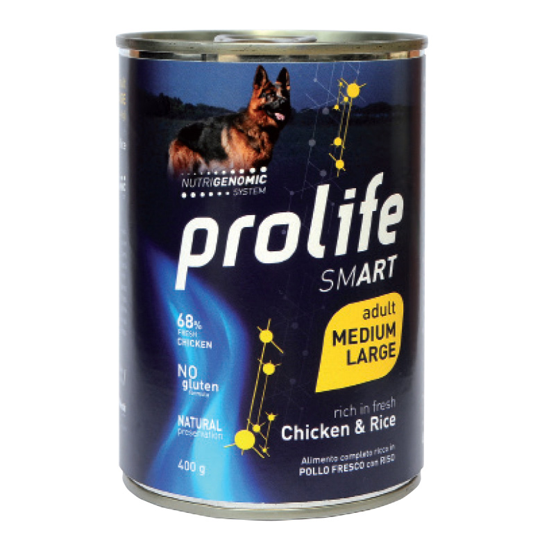 foto del prodotto prolife cane smart adulto medium&amp;large pollo &amp; riso lattina 400 gr